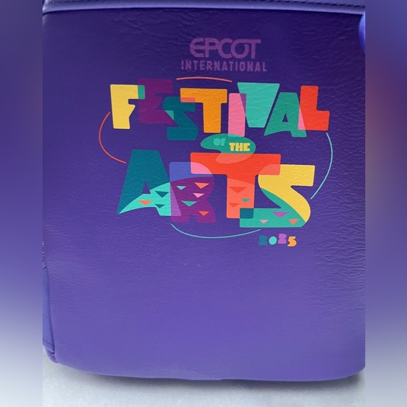 LOUNGEFLY NWT 2025 Figment Disney Epcot Festival of the Arts Mini Backpack Bag - Picture 3 of 7